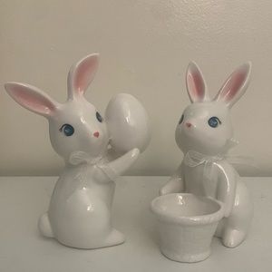 Easter Ceramic Bunny Tabletop Decor Set. Brand New.
